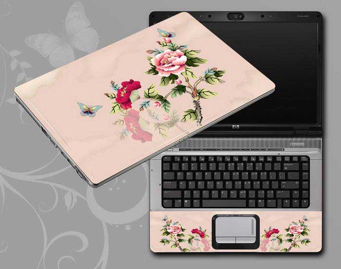 decal Skin for DELL G7 15 7500 Chinese ink painting Peony Flower, Butterfly floral laptop skin