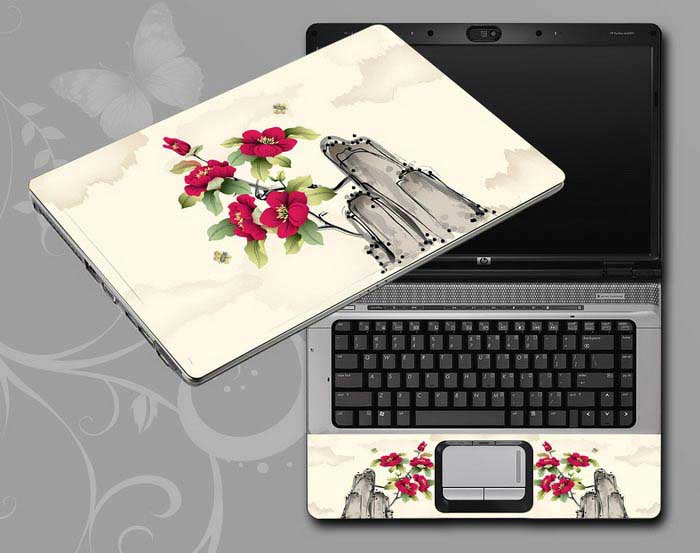 decal Skin for LENOVO ideapad 320-17ISK Chinese ink painting Flowers on the mountain floral laptop skin