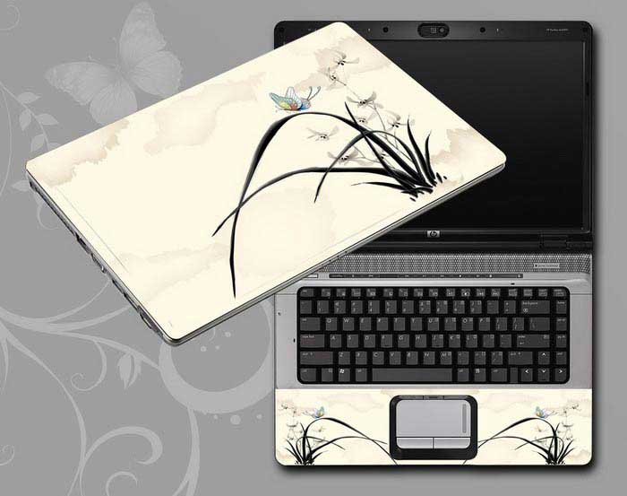 decal Skin for DELL G7 15 7588 Chinese ink painting Flowers, grass, butterflies floral laptop skin
