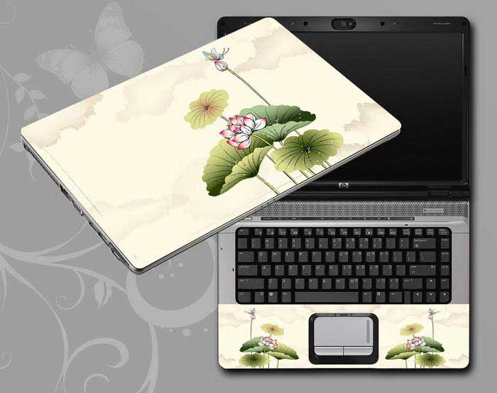 decal Skin for ASUS A52F-XA2 Chinese ink painting Lotus leaves, lotus, butterfly laptop skin