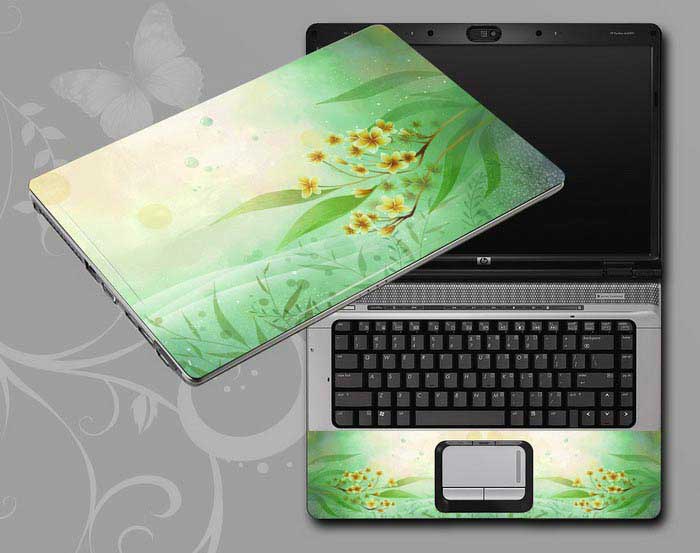 decal Skin for TOSHIBA Satellite Radius14 E45W-C4200 Flowers, butterflies, leaves floral laptop skin