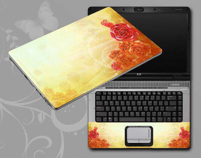 decal Skin for CLEVO W547CZ Flowers, butterflies, leaves floral laptop skin