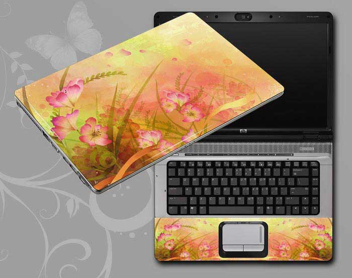decal Skin for ACER Aspire E5-573T Flowers, butterflies, leaves floral laptop skin