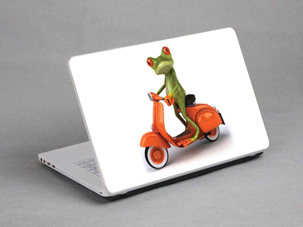 decal Skin for DELL Inspiron 14 7000 7467 Frog on an electric motorcycle laptop skin