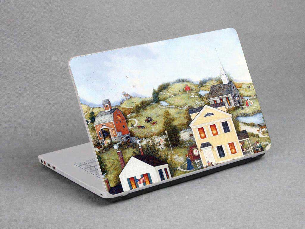 decal Skin for MSI GS70 6QE STEALTH PRO Oil painting, town, village laptop skin