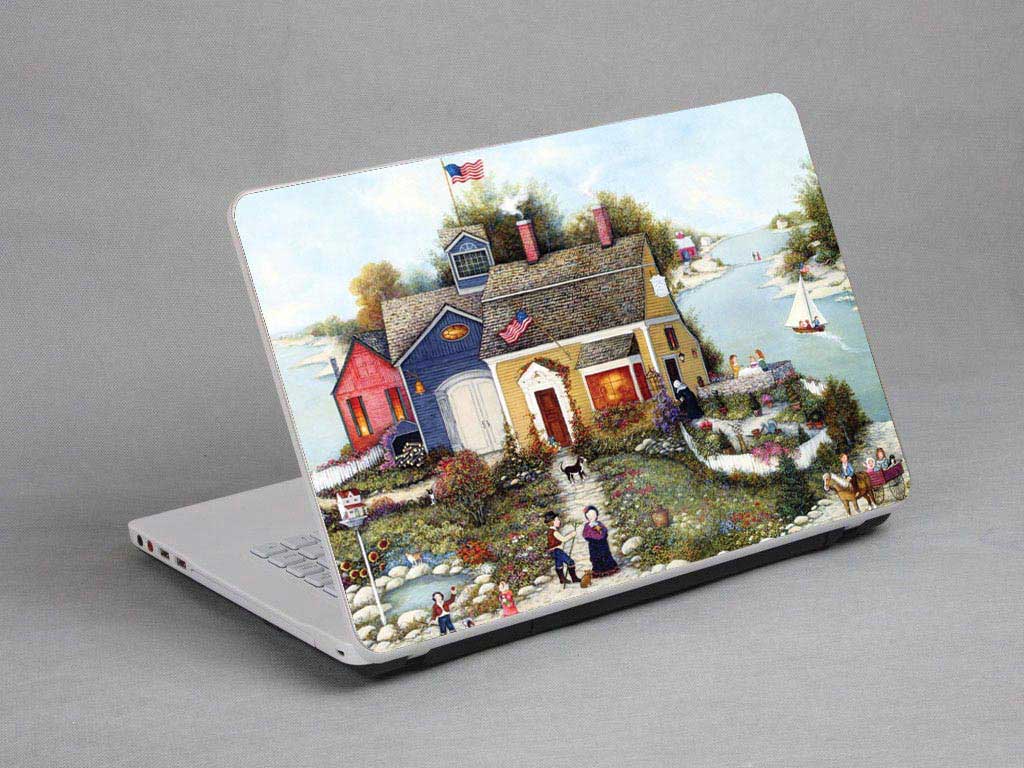decal Skin for CLEVO W940SU1 Oil painting, town, village laptop skin