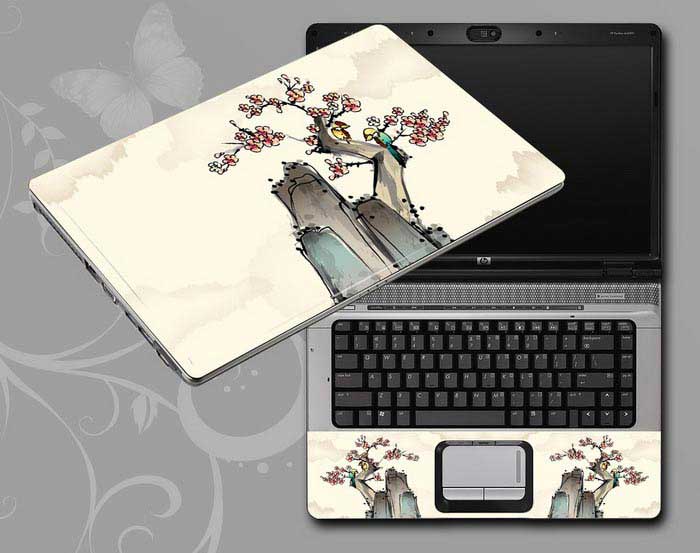 decal Skin for APPLE Macbook pro Chinese ink painting Mountains, trees, flowers, birds floral  flower laptop skin