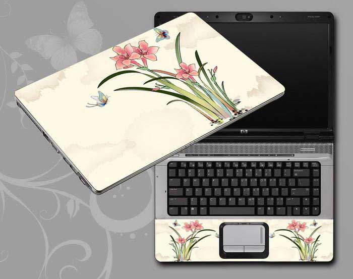 decal Skin for ASUS X54L-BBK2 Chinese ink painting Flowers, butterflies, grass floral   flower laptop skin