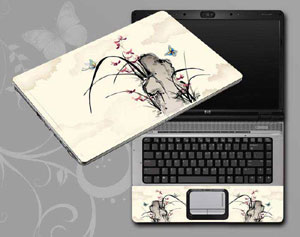 Chinese ink painting Mountains, grass, butterflies. Laptop decal Skin for TOSHIBA Qosmio X70-AST3G26 9988-11-Pattern ID:11