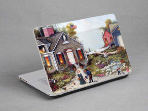 Oil painting, town, village Laptop decal Skin for APPLE Macbook pro 995-361-Pattern ID:361
