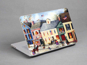 Oil painting, town, village Laptop decal Skin for CLEVO W941SU2-T 9295-365-Pattern ID:365