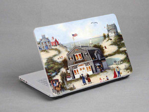Oil painting, town, village Laptop decal Skin for CLEVO W940SU1 9298-366-Pattern ID:366