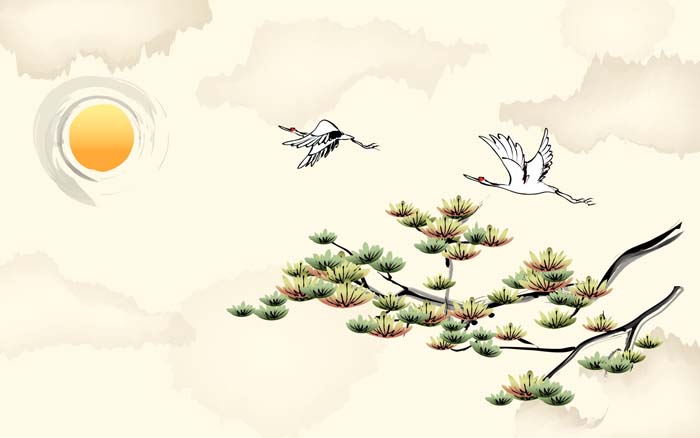 Chinese ink painting Sun, Pine, Bird Mouse pad for DELL G7 15 7588 