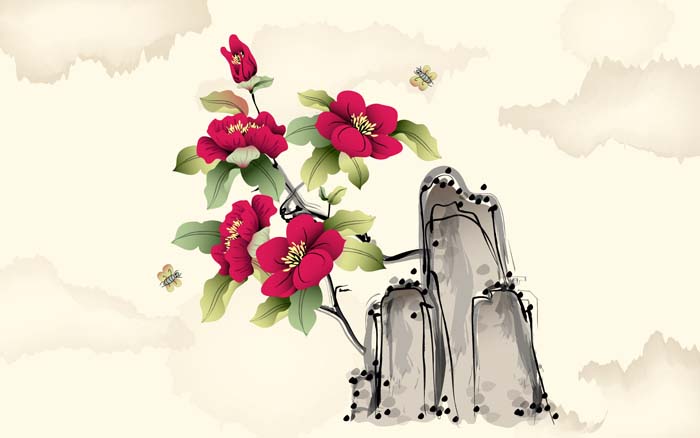 Chinese ink painting Flowers on the mountain floral Mouse pad for ACER Aspire E1-431 