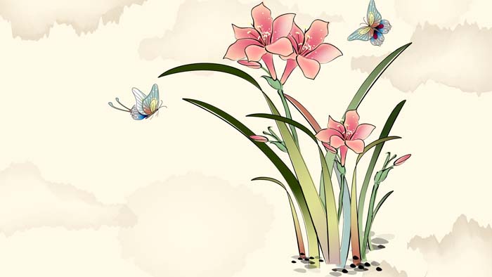 Chinese ink painting Flowers, butterflies, grass floral   flower Mouse pad for DELL G7 15 7588 