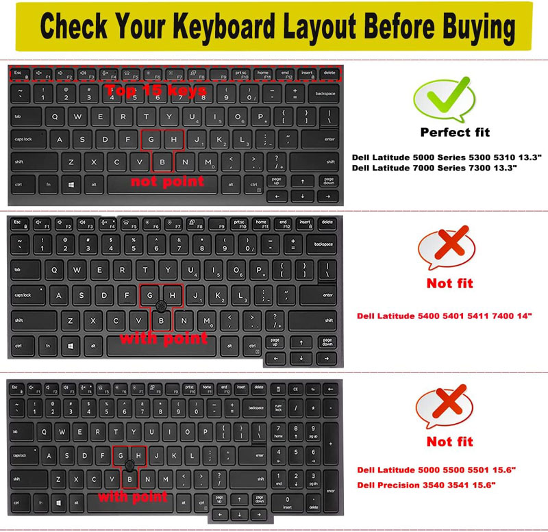 keyboard skin cover for DELL Latitude 7300 5310 5300 2-in-1 Laptop