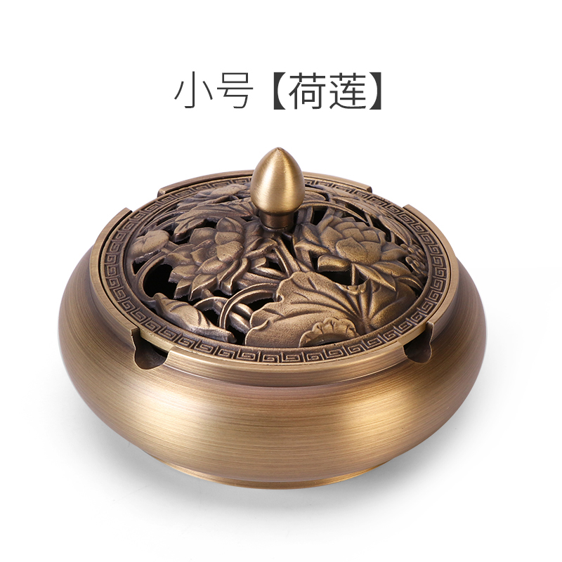 Traditional art carvings Antique court style Pure copper Golden Cigar Ashtray 9x6.1x7.18cm