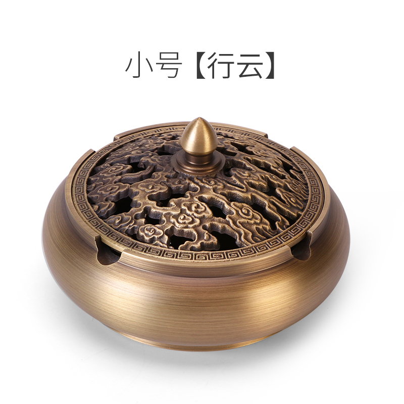 Traditional art carvings Antique court style Pure copper Golden Cigar Ashtray 9x6.1x7.19cm