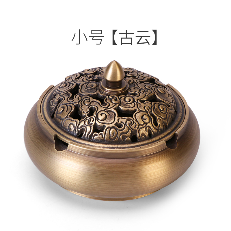 Traditional art carvings Antique court style Pure copper Golden Cigar Ashtray 9x6.1x7.20cm