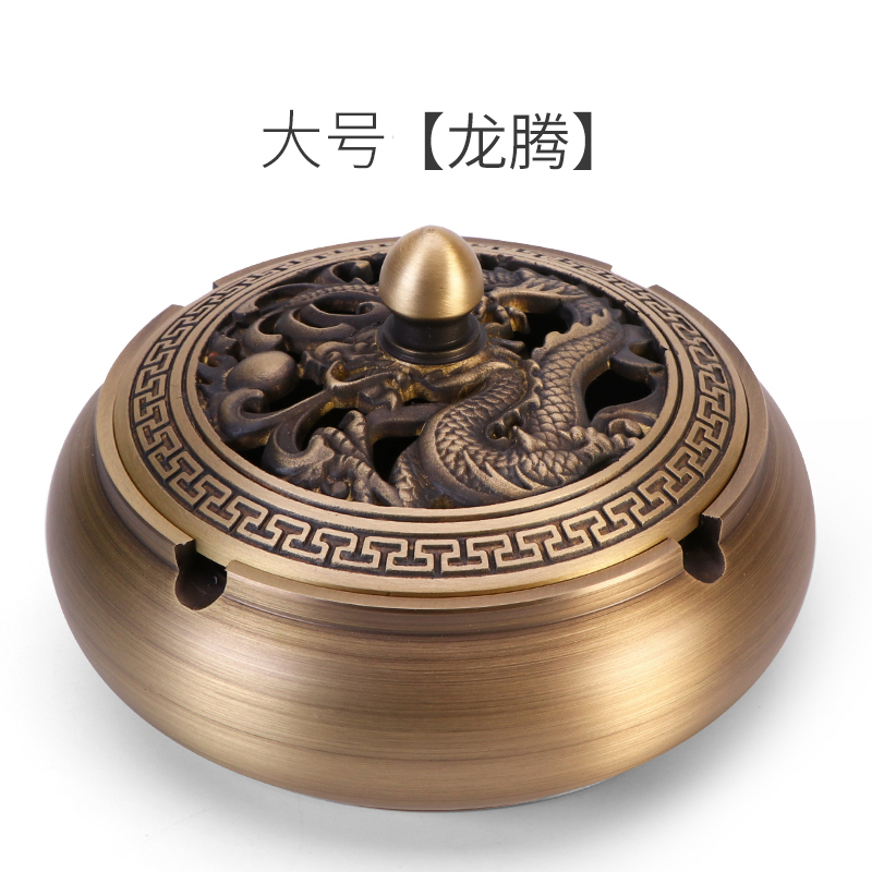 Traditional art carvings Antique court style Pure copper Golden Cigar Ashtray 11x7x8.9cm