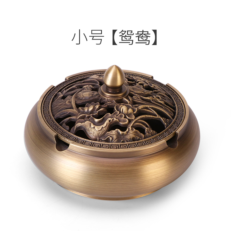 Traditional art carvings Antique court style Pure copper Golden Cigar Ashtray 9x6.1x7.10cm