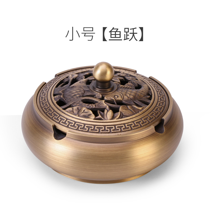 Traditional art carvings Antique court style Pure copper Golden Cigar Ashtray 9x6.1x7.12cm