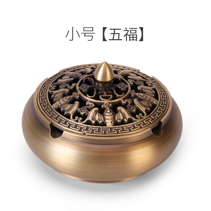 Traditional art carvings Antique court style Pure copper Golden Cigar Ashtray 9x6.1x7.13cm