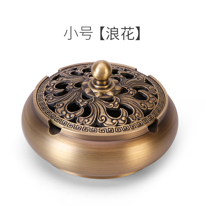 Traditional art carvings Antique court style Pure copper Golden Cigar Ashtray 9x6.1x7.14cm