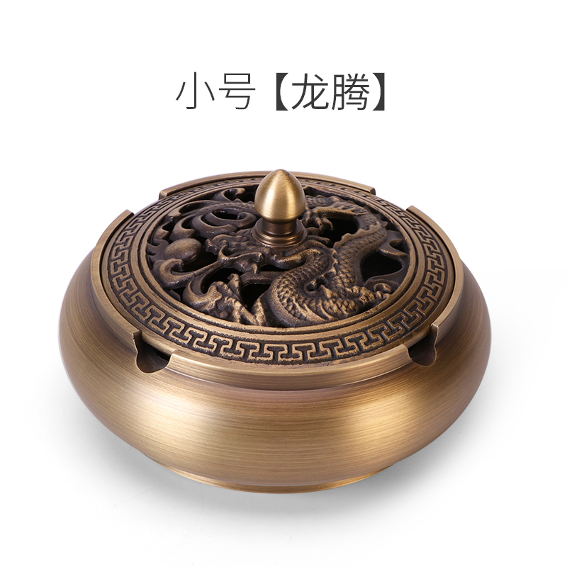 Traditional art carvings Antique court style Pure copper Golden Cigar Ashtray 9x6.1x7.15cm