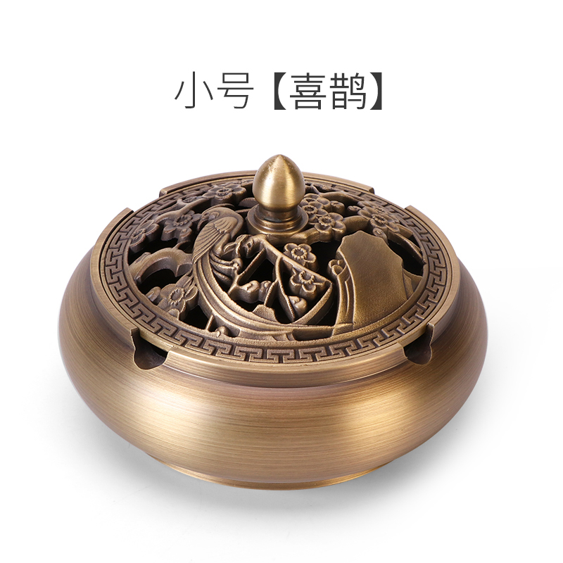 Traditional art carvings Antique court style Pure copper Golden Cigar Ashtray 9x6.1x7.16cm