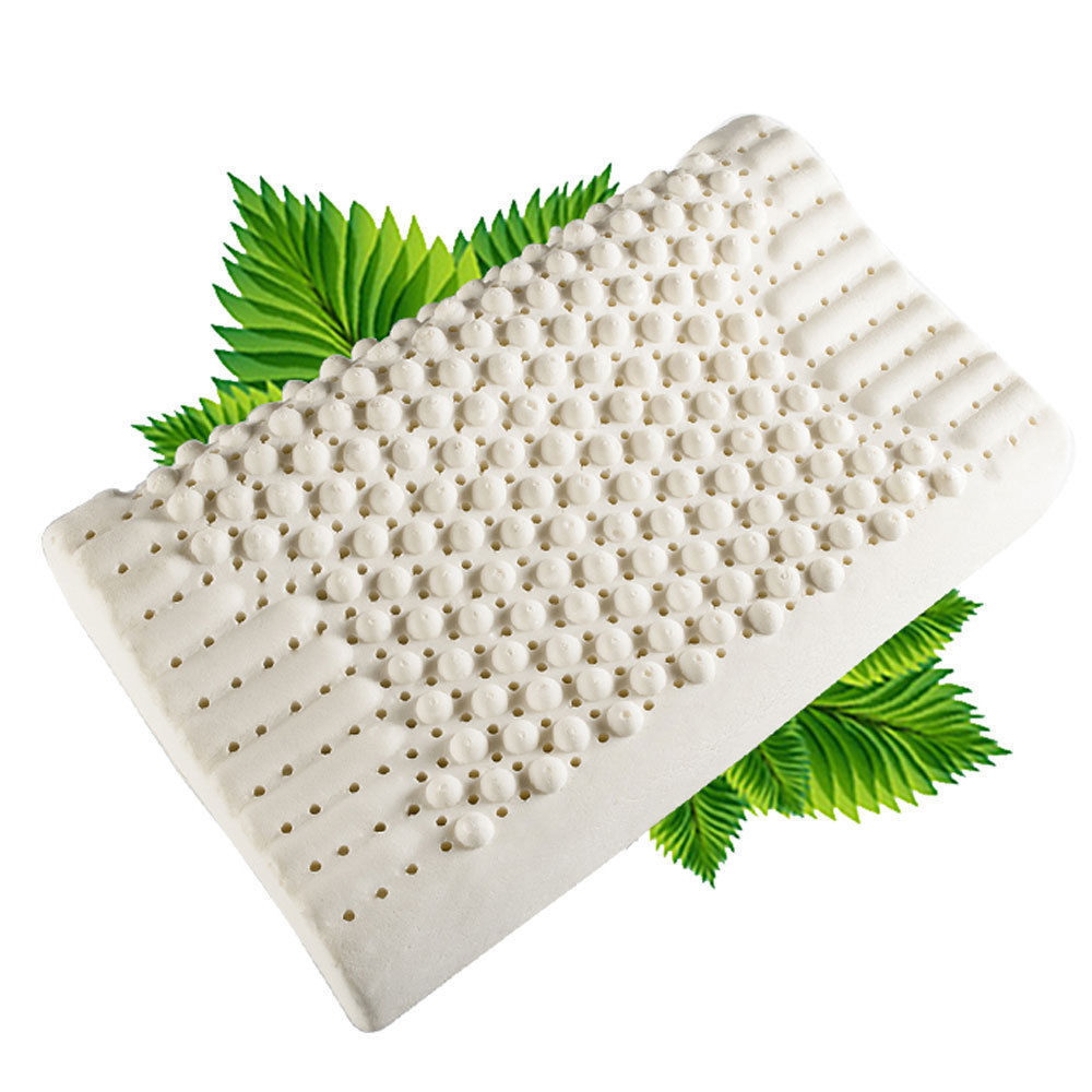 Massaging Natural Thailand Ventilated Latex Foam Pillow / Removable Cover A/B US