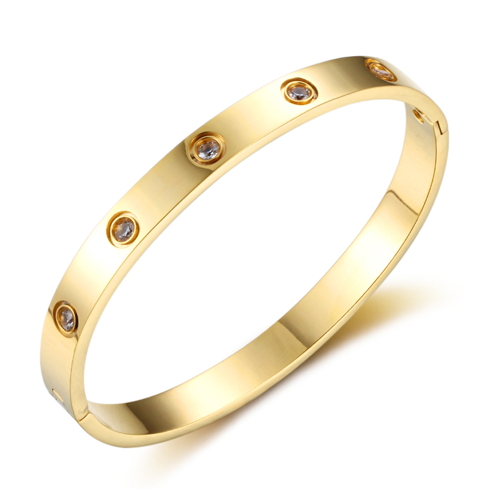 Love Bracelets Screw Bracelets For Women Stainless Steel Bracelets & Bangles Crystal Gold Color Women Jewelry Gift