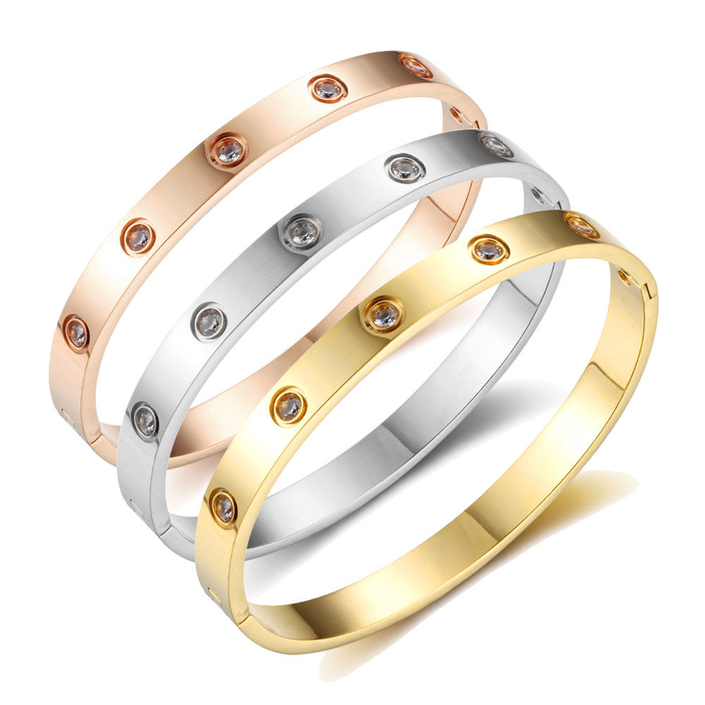 Love Bracelets Screw Bracelets For Women Stainless Steel Bracelets & Bangles Crystal Gold Color Women Jewelry Gift
