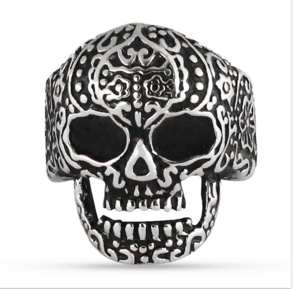 Fashion stainless steel skull-head exaggerated ring