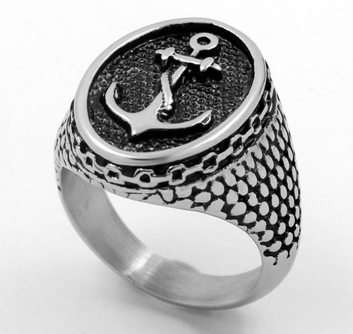 Fashion Creative jewelry male anchor stainless steel ring