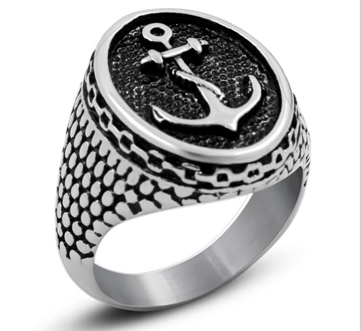 Fashion Creative jewelry male anchor stainless steel ring