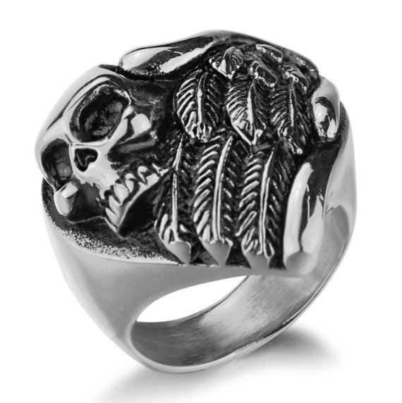 316L Stainless steel Six-piece feather skull ring