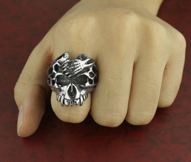 Ghost Hand skull head stainless steel ring
