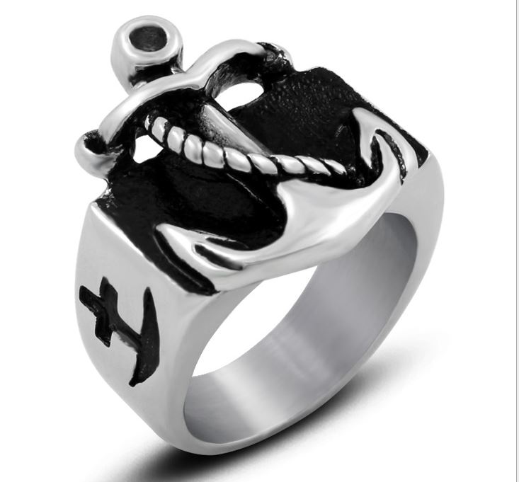 Fashion Creative Jewelry anchor titanium steel men ring trend personality punk wind ring