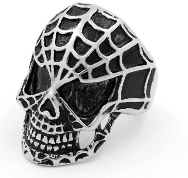 Personality Cool Skull cartoon Spider-Man mask stainless steel ring