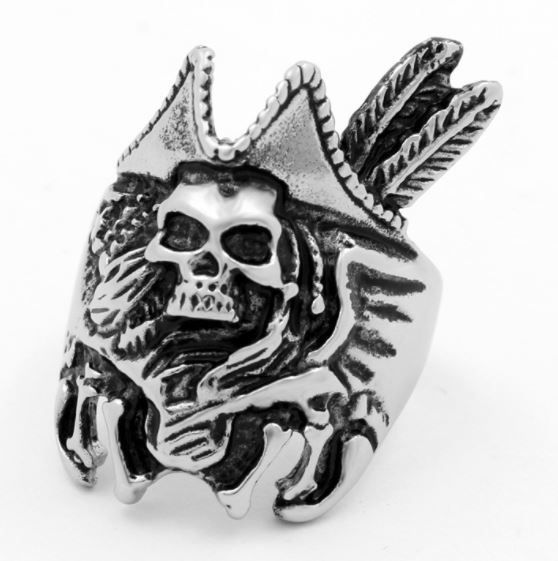 316L stainless steel Skull feather Ring