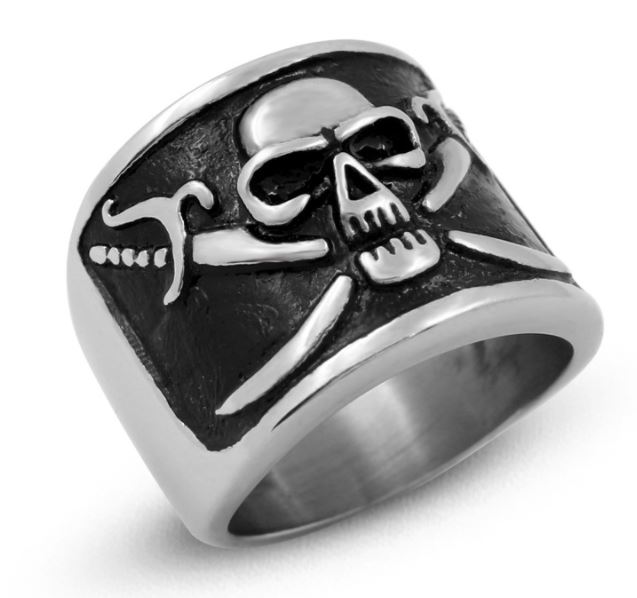 Ghost head stainless steel skull ring
