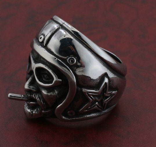 316L Stainless steel retro man head baseball cap Uncle Ring