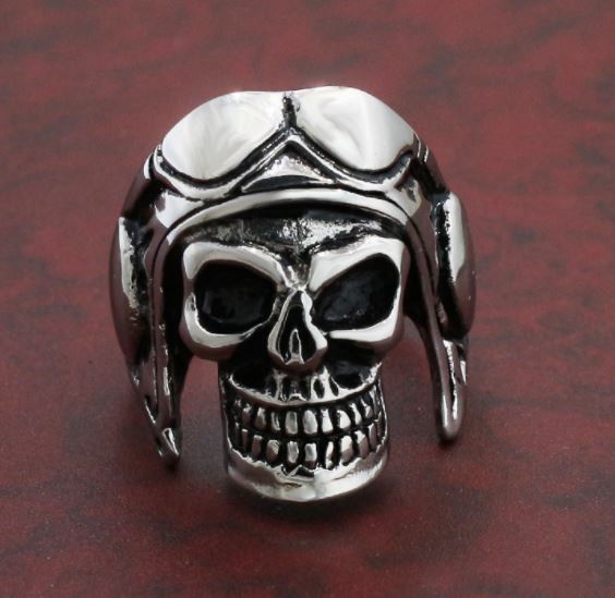 316L stainless steel pilot skull ring