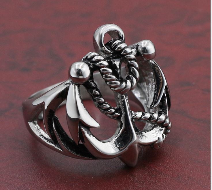 Retro stainless steel anchor ring jewelry trend personality punk wind ring jewelry