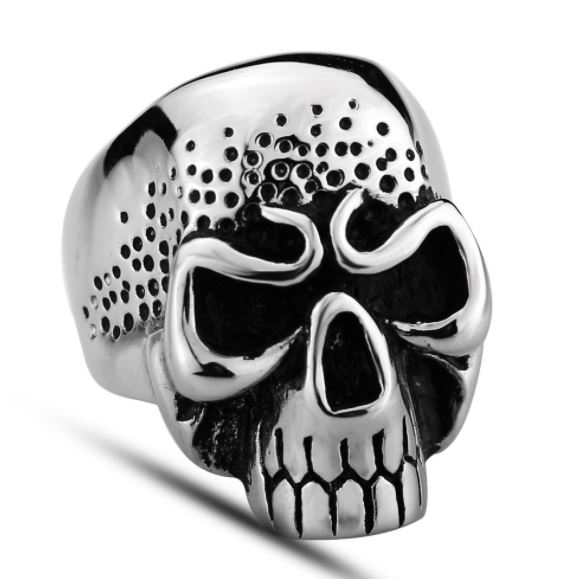 316L stainless steel dot skull ring