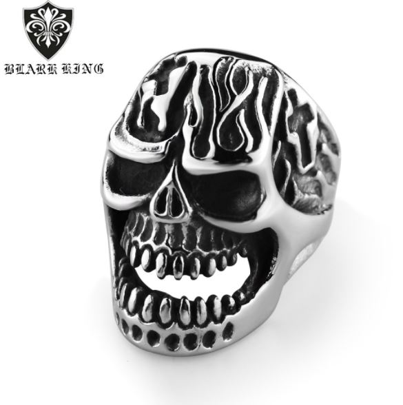 316L Stainless steel relief big Mouth skull ring