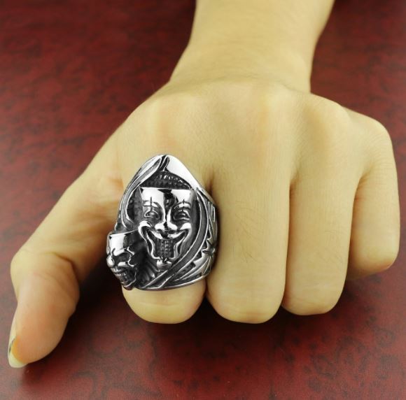 316L Stainless steel two face clown ring
