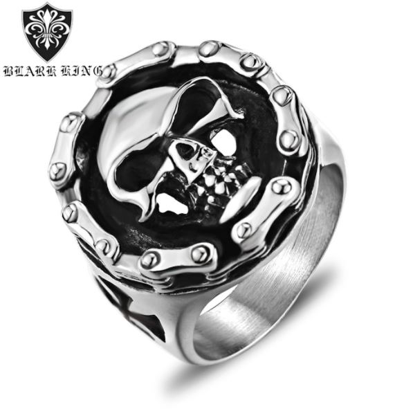 316L stainless steel car chain skull ring
