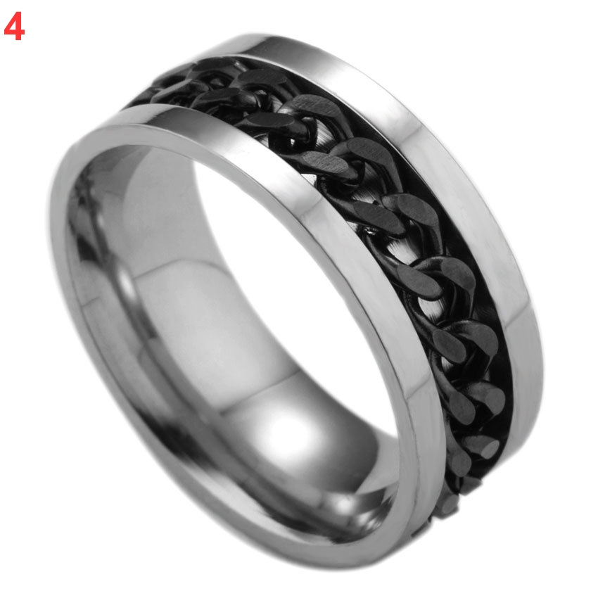 Personality Fashion men and women Titanium Steel chain turning ring 6-12 Size